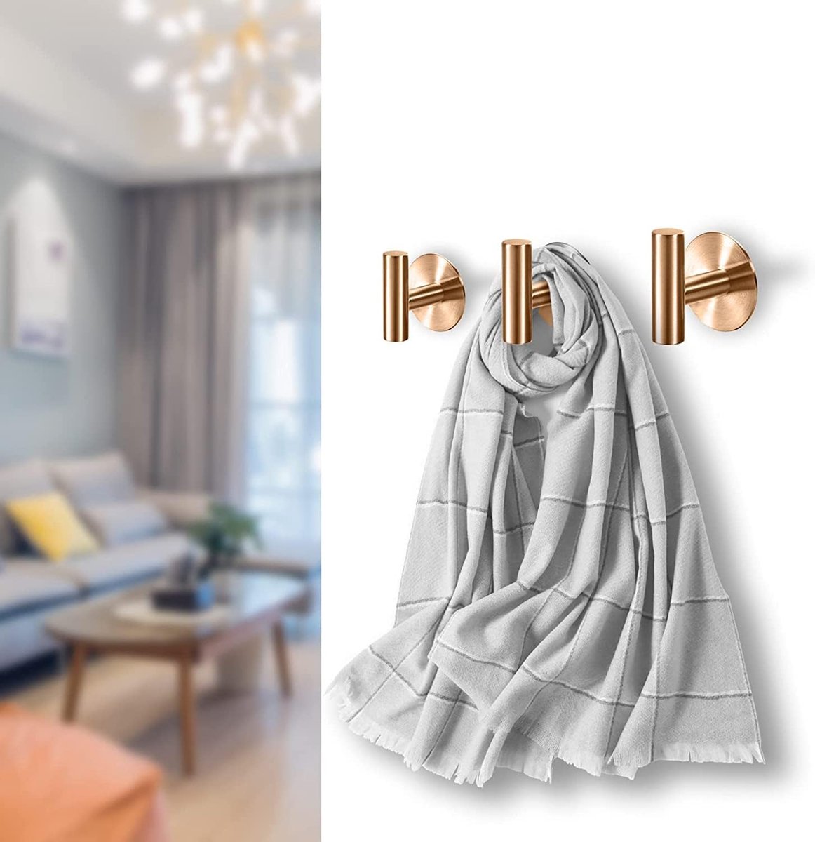 Self-adhesive Round Towel Hooks - 2 pieces - Hooks - 5×6.5×5.2 cm - Stainless Steel - Round Towel Hook - Rose Gold - Image 6