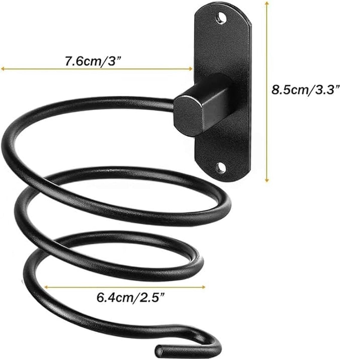Hairdryer holder - Hairdryer holder - Hairdryer holder - Black - Aluminum - Wall mount - Universal - 120*95*95mm - Image 4
