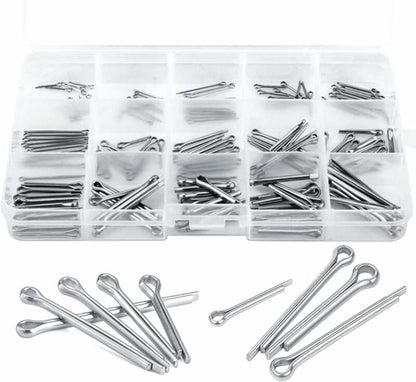 Split pins - 150 pieces - 15 different sizes - stainless steel - silver - for small mechanic repairs