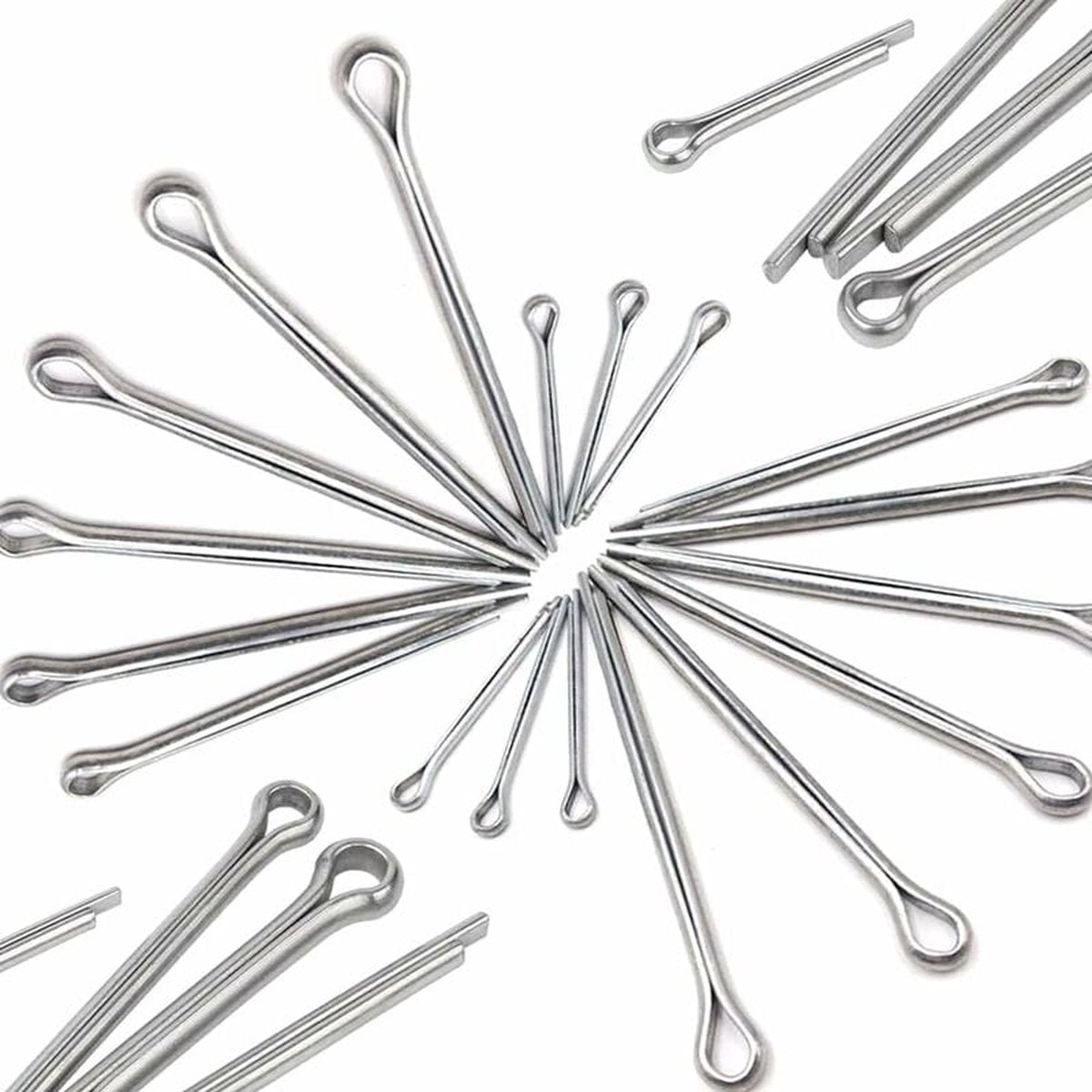 Split pins - 150 pieces - 15 different sizes - stainless steel - silver - for small mechanic repairs - Image 2