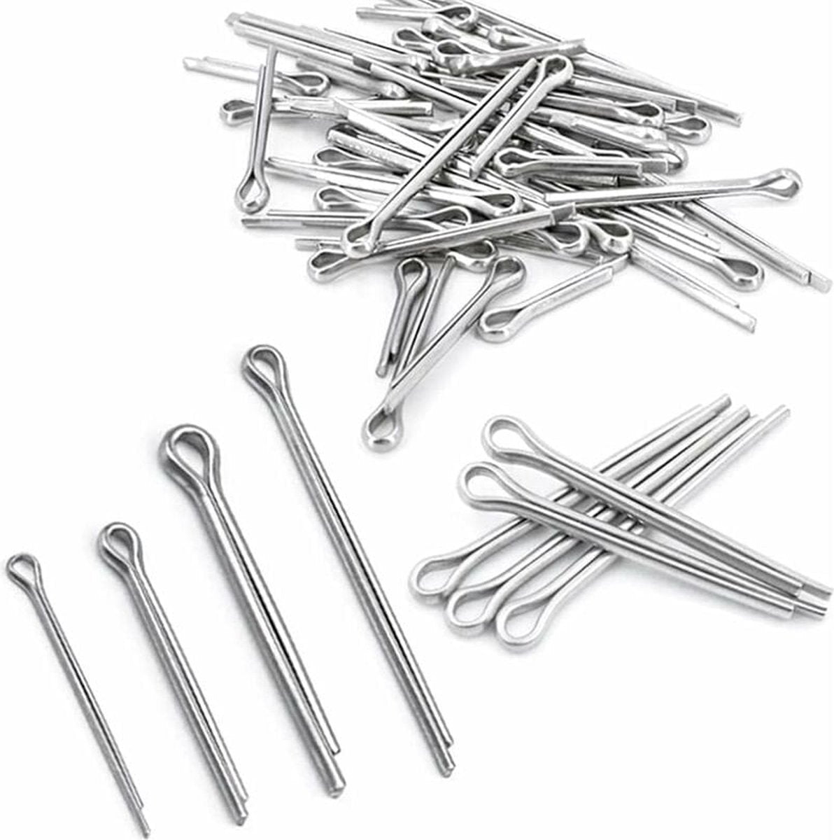 Split pins - 150 pieces - 15 different sizes - stainless steel - silver - for small mechanic repairs - Image 5