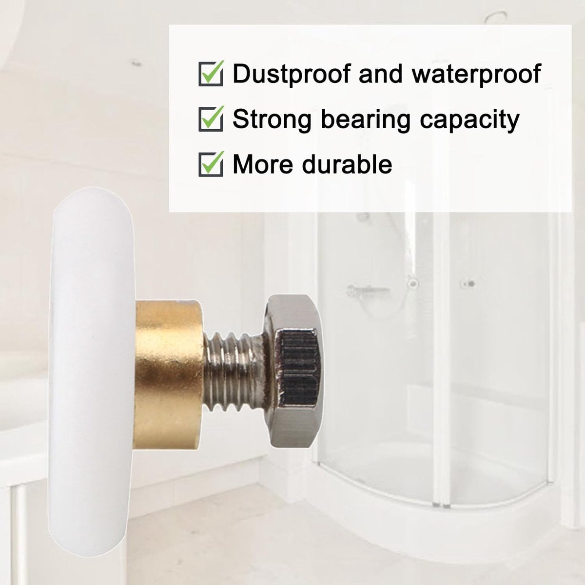 4 pieces - Shower door caster - Shower door wheels - Shower wheels - Sliding door wheels - Shower cabin wheels - diameter 19mm - Replacement parts for bathroom - nylon - Image 2