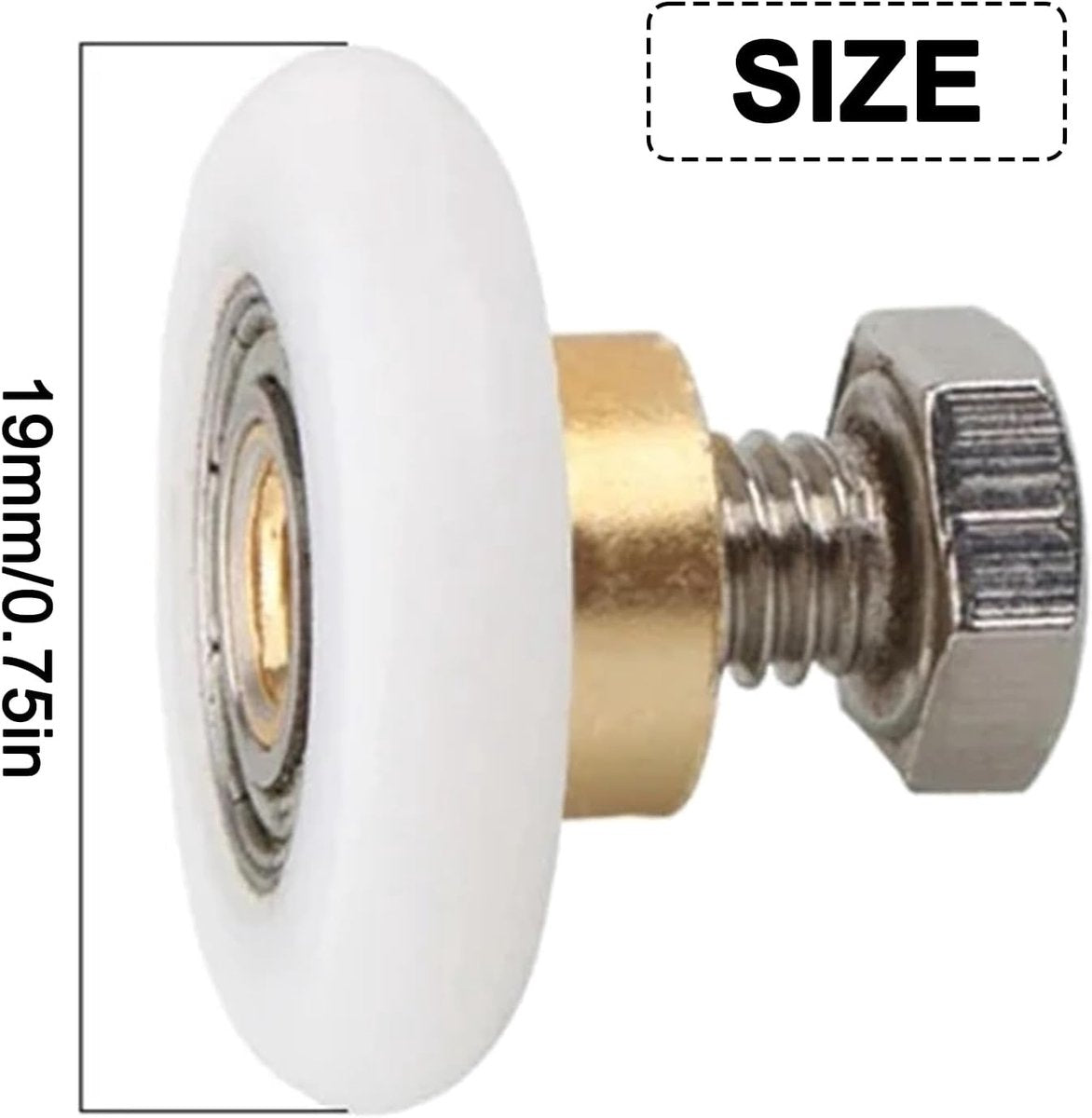 4 pieces - Shower door caster - Shower door wheels - Shower wheels - Sliding door wheels - Shower cabin wheels - diameter 19mm - Replacement parts for bathroom - nylon - Image 7