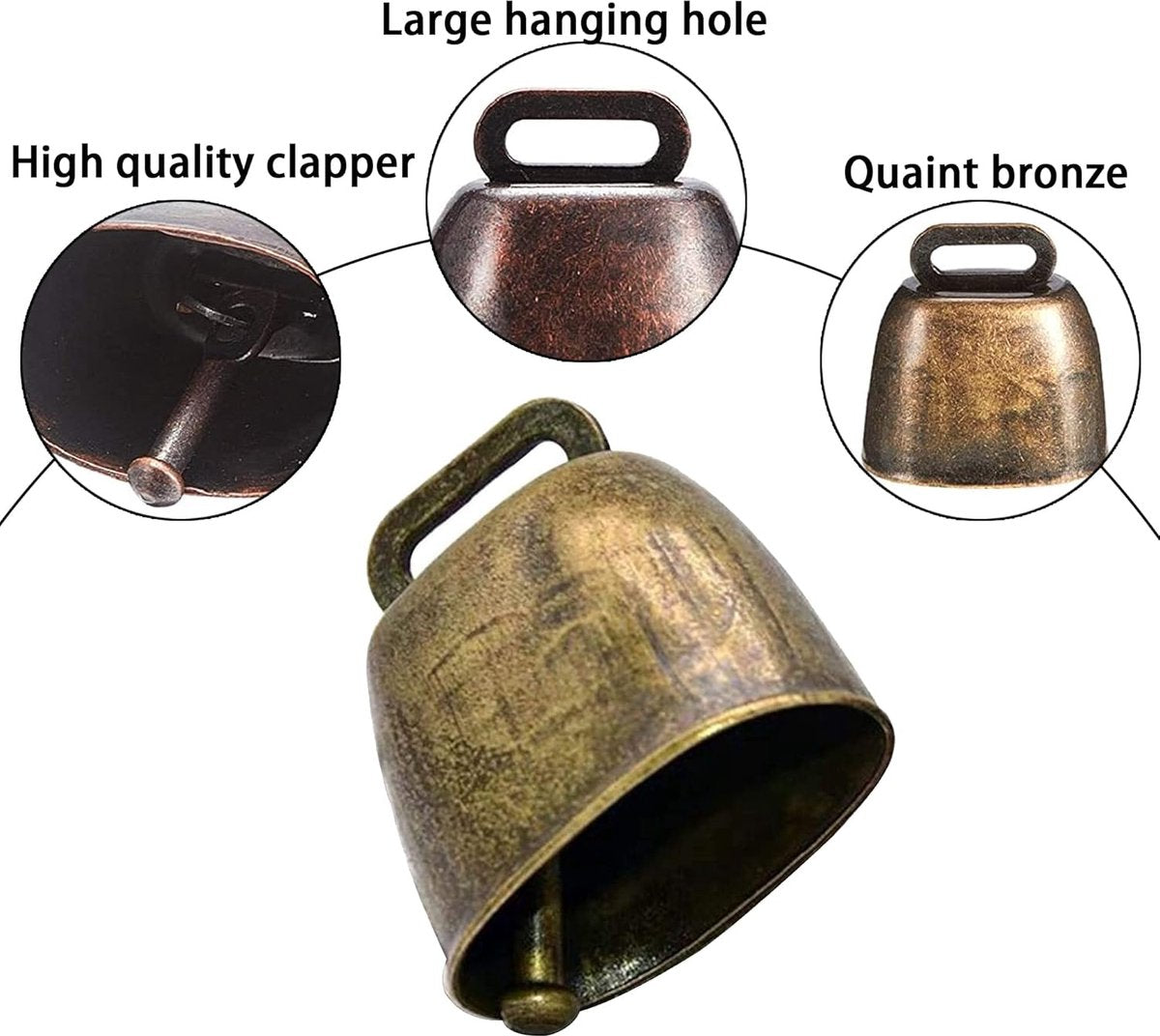 10 Pieces - Cowbell - Cowbells - Decorative Cowbells - Farm - Bell - Grazing Cowbell - Metal Cow Bell Bells - Goat Bell - Animal Gift - Bronze*5+red bronze*5 - Metal - 35*37mm - Image 2