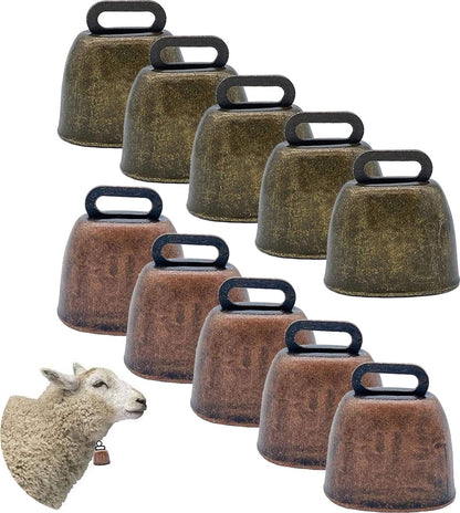 10 Pieces - Cowbell - Cowbells - Decorative Cowbells - Farm - Bell - Grazing Cowbell - Metal Cow Bell Bells - Goat Bell - Animal Gift - Bronze*5+red bronze*5 - Metal - 35*37mm - Image 6