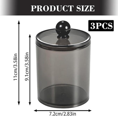 3 pieces - Cotton Ball Holder - Cotton Swab Holder - Cotton Pad Holder - Black - PS - 11*7*7cm - Image 3