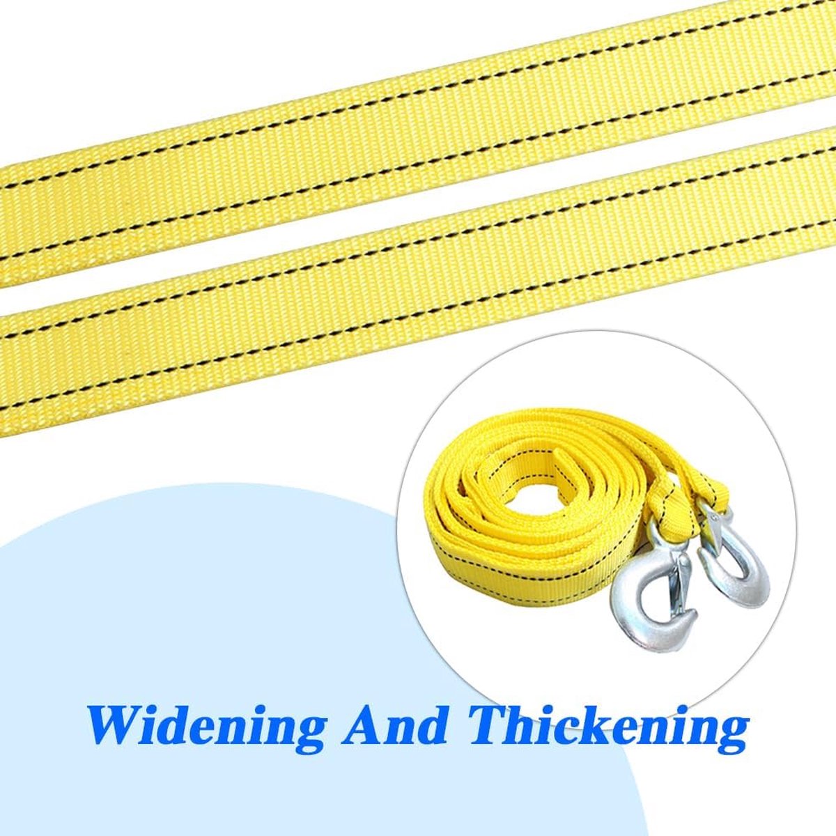 Tow rope Tow strap Tow rope car - 4 m 5000KG - nylon and steel - yellow - Image 2