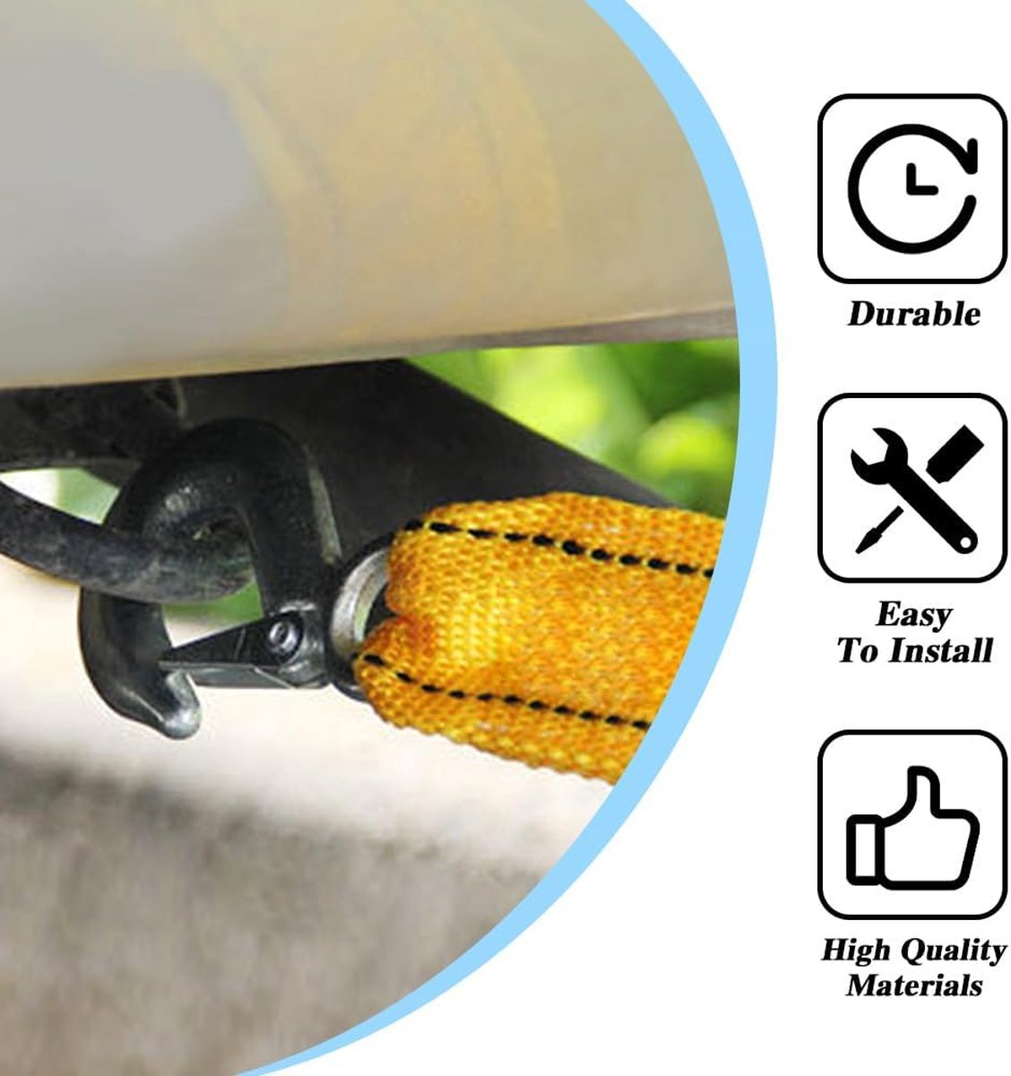 Tow rope Tow strap Tow rope car - 4 m 5000KG - nylon and steel - yellow - Image 4