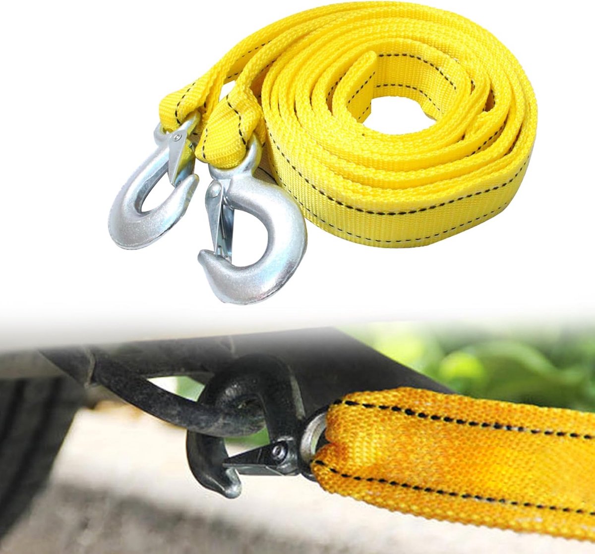 Tow rope Tow strap Tow rope car - 4 m 5000KG - nylon and steel - yellow - Image 5