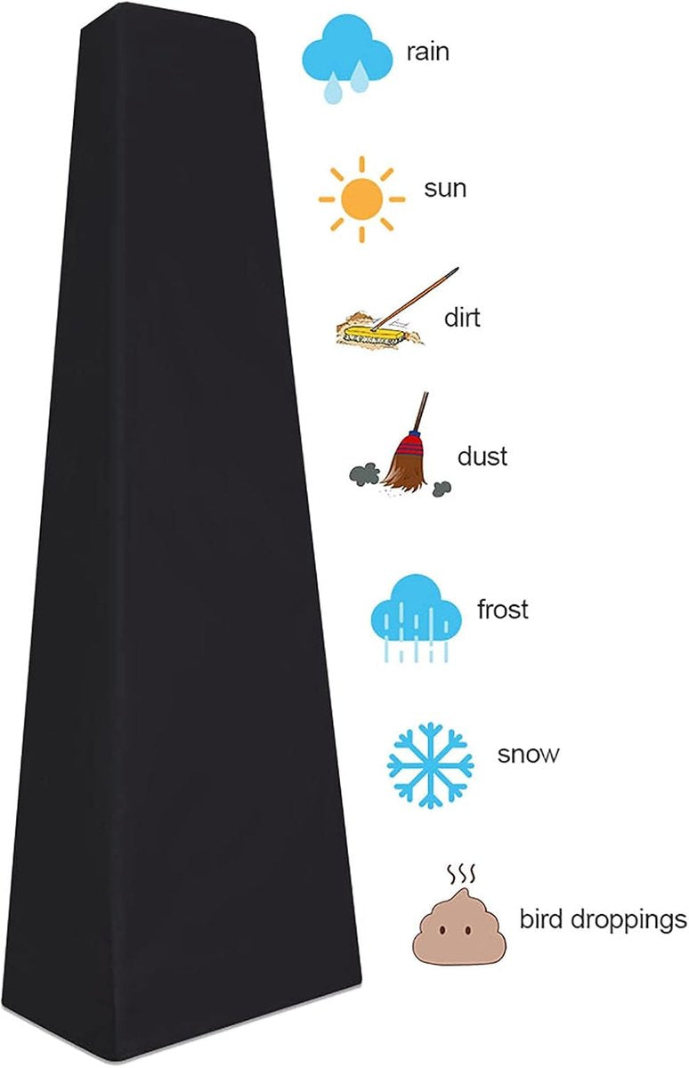 Patio Heater Cover - Heavy-Duty Waterproof Porch Cover - Patio Heater Cover - Pyramid Style Heated Umbrella Cover - Dust Cover for Outdoor Use - Heater Cover - for Pyramid Torch Patio Heaters - 221x53x61cm - Black - Image 5