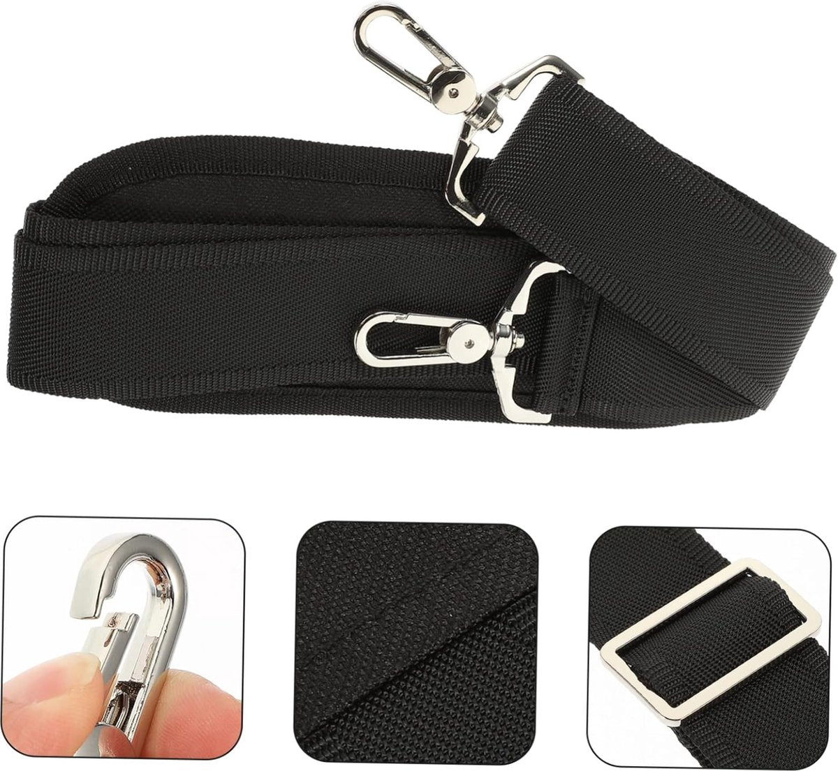 Bag strap - shoulder strap - adjustable shoulder strap - for shoulder bag, carrying bags - accessories - bag strap - computer bag strap - single shoulder strap - black - nylon - 133cm*3.8cm - Image 2