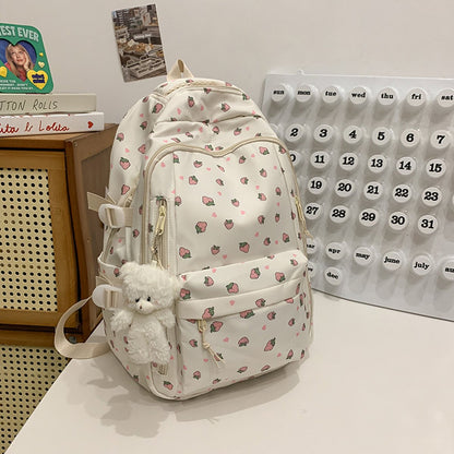 Backpack - School Bag - Backpack - Girl Backpack - School Backpack - School Bag - Tablet Backpack - 20 Liters - Strawberries