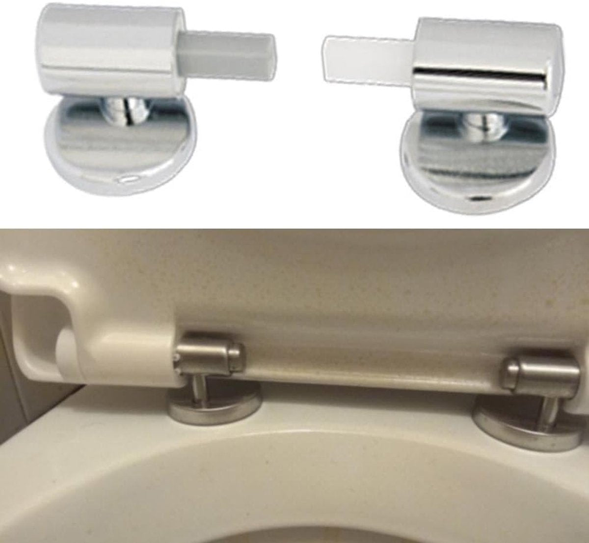 1 Set - Toilet Seat Hinge - Replacement Hinges - Slow-Release Hinge - Toilet Seat Hinges - Toilet Seat Fixing Kit - Zinc Alloy - Silver - For Bathroom Toilet Lid, Appliance Lid - Image 4