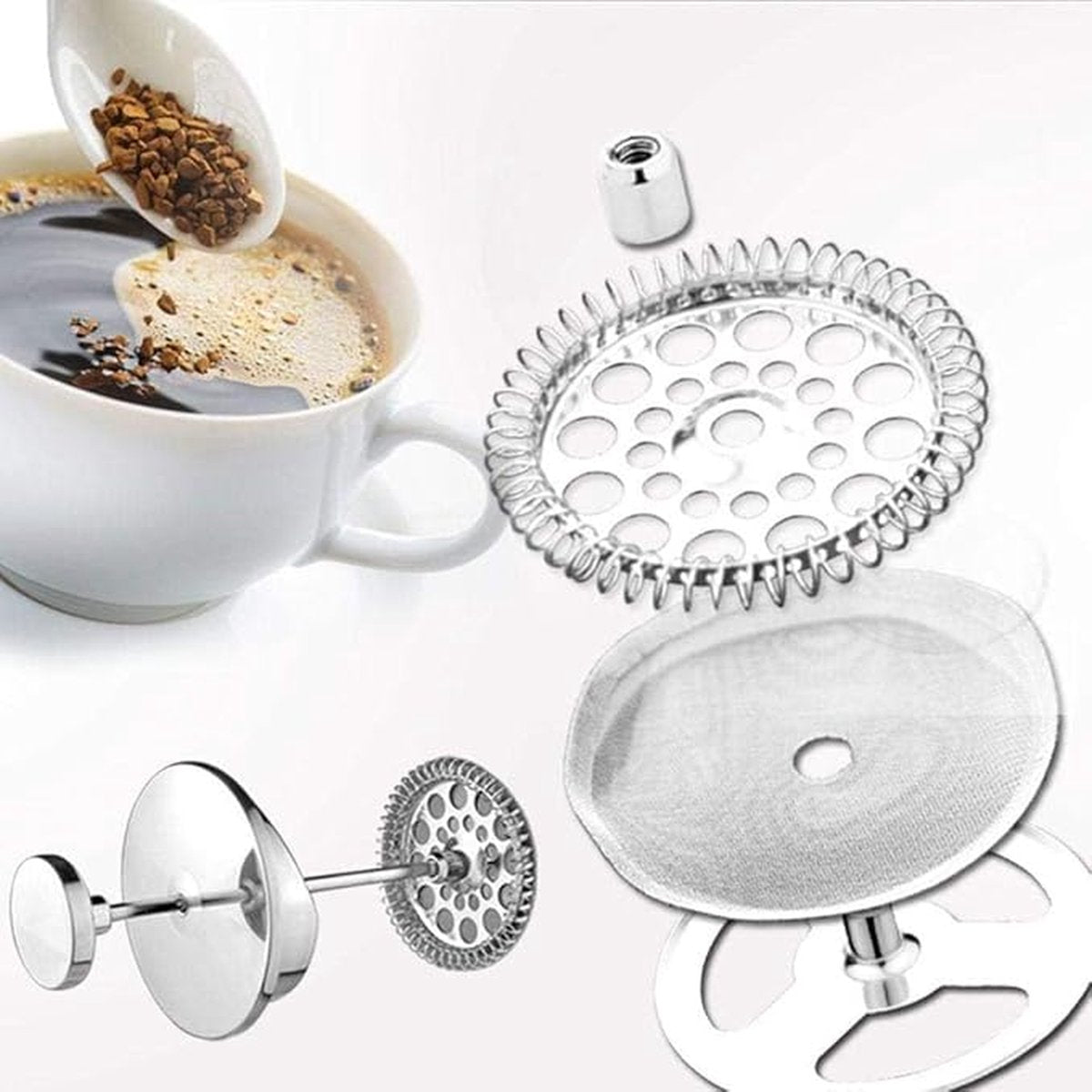 6 pieces - Coffee filter - Reusable - French Press replacement filters Mesh filters replacement - 10.2cm - silver - stainless steel - Image 2