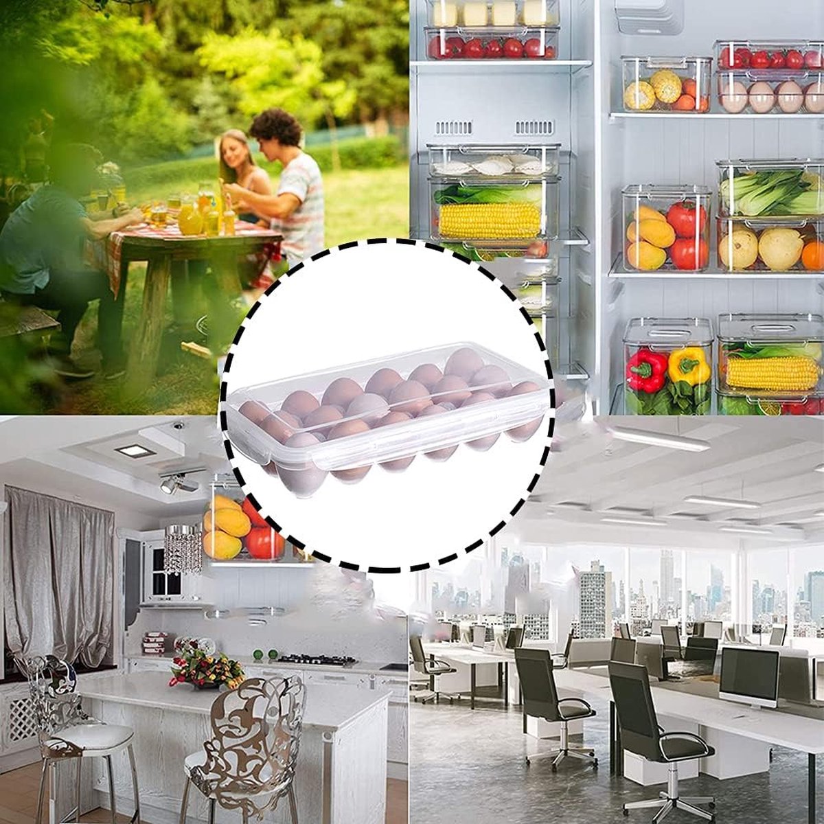 Egg carton, 18 racks refrigerator egg storage box with lid, egg rack, egg holder for refrigerator, egg storage container, plastic, transparent 32 x 18 cm - Image 4