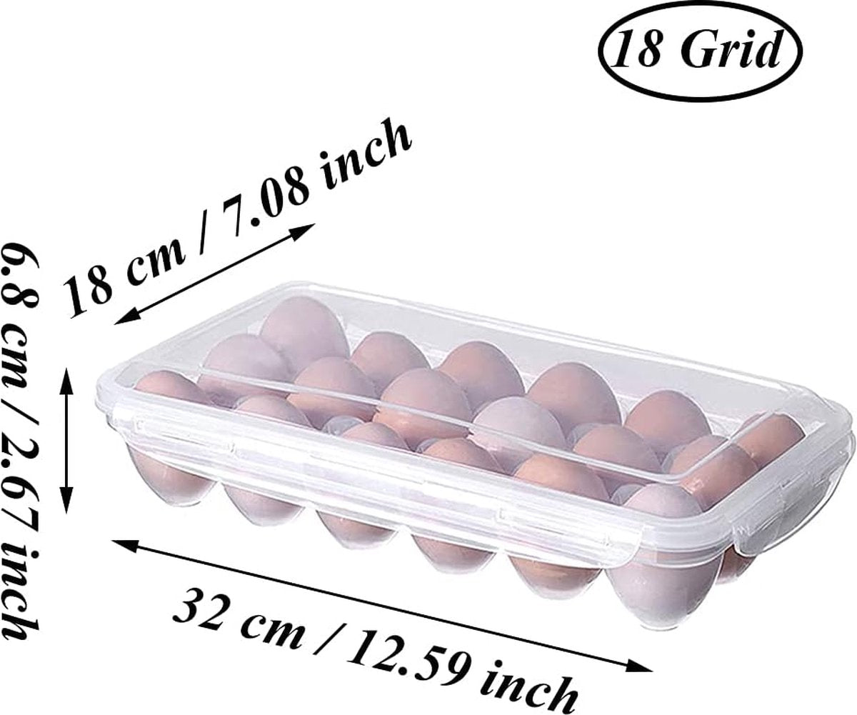 Egg carton, 18 racks refrigerator egg storage box with lid, egg rack, egg holder for refrigerator, egg storage container, plastic, transparent 32 x 18 cm - Image 5