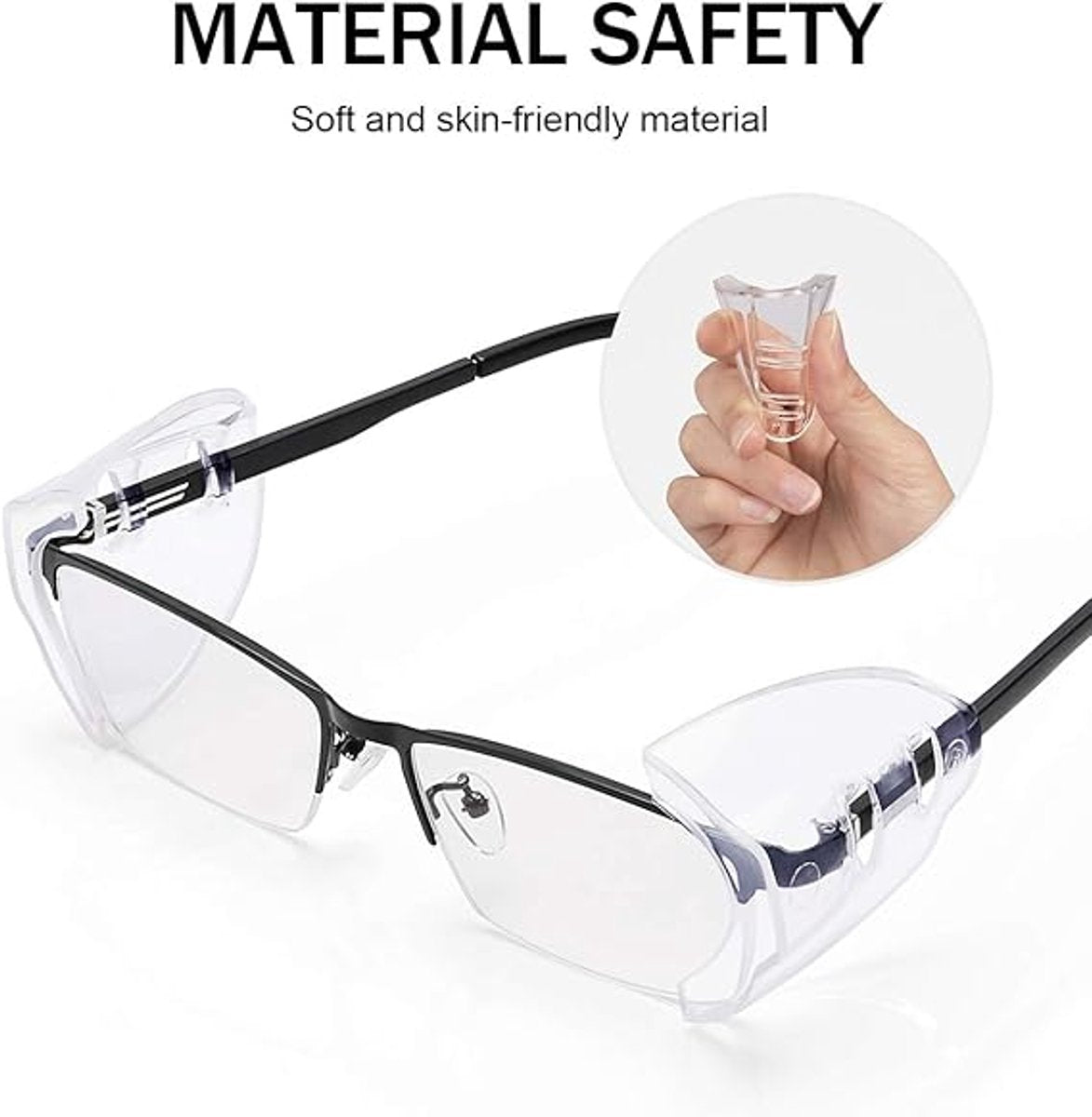 pieces - Side shield protection - side shields - Eye protection - with left and right signs - for small medium glasses - universal - 4.5*5 cm - transparent - plastic - Glasses accessories - Image 2