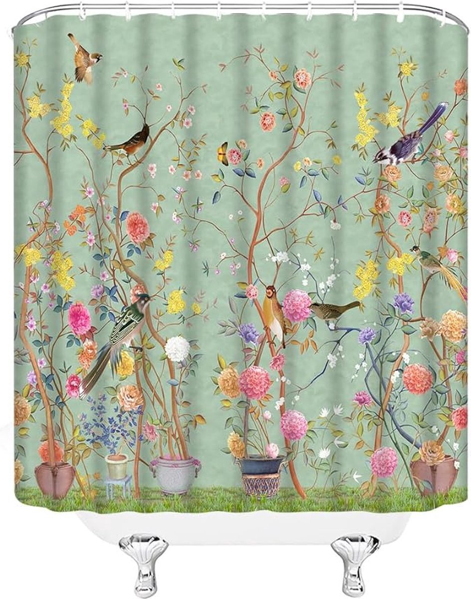 Shower curtain - Waterproof - bath curtain - bathroom curtain - Printed shower curtain - Polyester - 150*180cm - green - Image 4