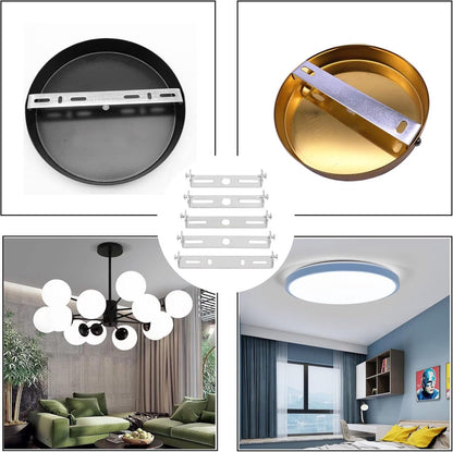 4 pieces - 90mm - Ceiling plate - Bracket - Lighting bracket - Ceiling holder - Hanging lamp bracket - for wall or ceiling - Lamp mounting brackets - with screws - iron - silver - Image 2