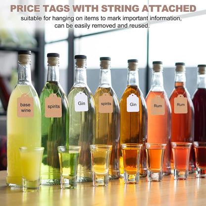 300 pcs - Price tags - Price tags Hang Tags with String - 15 x 25 mm - Hangtag - Tags - Brown - Kraft Cardboard Labels - Labels - Image 3