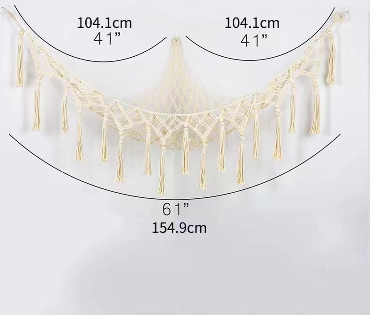 Toy Hammock - Net Bag - White - Hammocks - Stuffed Animal Hammock Storage Stuffed Animal Net Bag - Storage Bag - Toy Storage, Hammocks & Accessories - Cotton Rope Weaving - 104*104*155CM (Toys not included) - Image 2