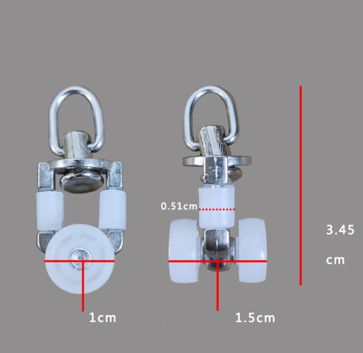 20 Pieces - Curtain Runners - Curtain Runners - Curtain Rollers - Curtain Rail Rollers - Gliders - Curtains - Curtain Gliders - White - Alloy - 3.45*1.5cm - Image 3