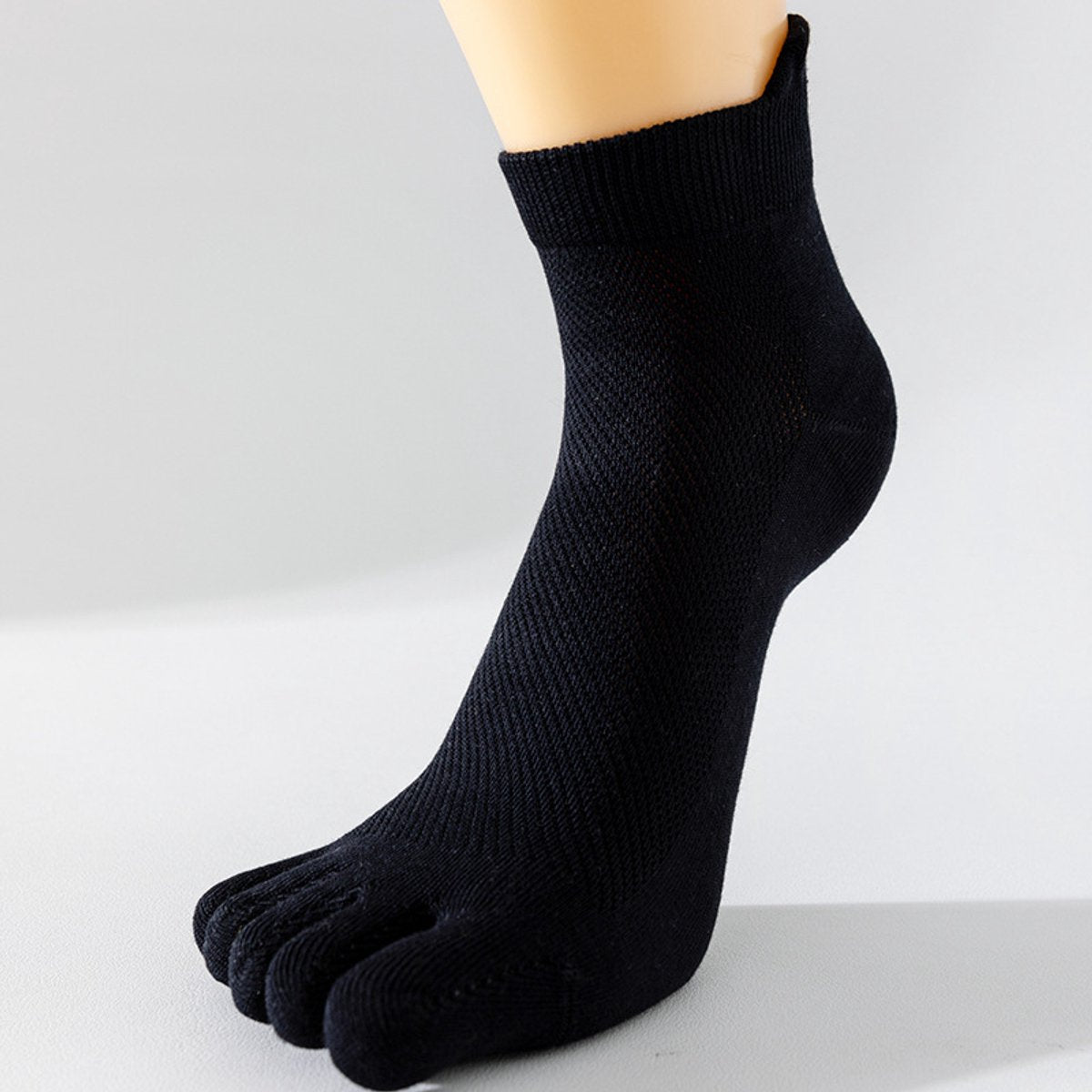 Pairs - Toe Socks - Yoga Socks - Runner Toe Socks - Black, White - Socks - Men's Socks - Size 41-44 - Solid Color - Image 3
