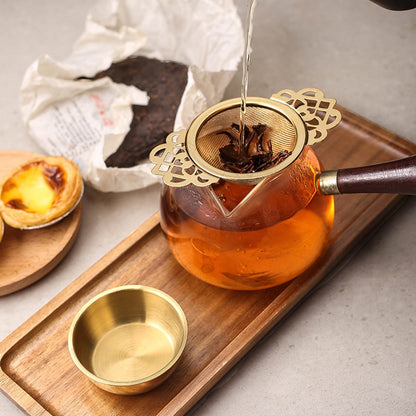 2 pieces - Tea strainer - Tea strainer - With handle and drip plate - gold - Tea filter for loose tea - Tea infuser - Stainless steel tea filter - 11.2*6.5*2.5cm - Image 3