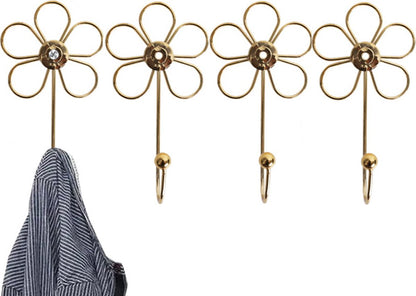 4 pieces - Hanging hooks - iron - imitation gold - 16*8.5 cm - Coat hooks - Key hooks - Wall hooks - Kitchen hooks - Towel hooks - Hooks - Hooks - Hanging hooks - Hooks for keys - Elegant - Hanging hook - flowers - Coat hook - Clothes hook