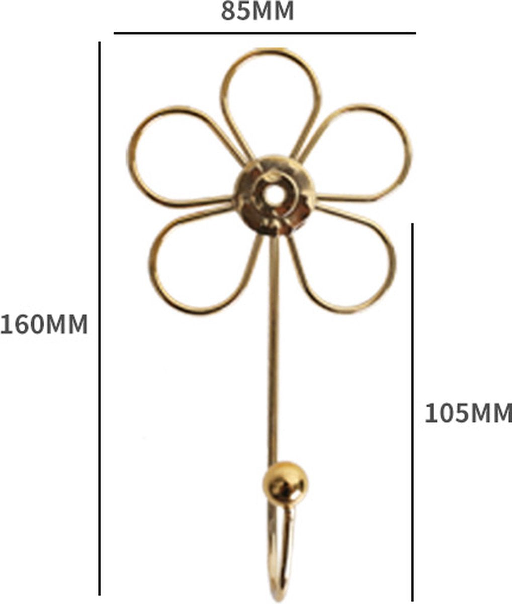 4 pieces - Hanging hooks - iron - imitation gold - 16*8.5 cm - Coat hooks - Key hooks - Wall hooks - Kitchen hooks - Towel hooks - Hooks - Hooks - Hanging hooks - Hooks for keys - Elegant - Hanging hook - flowers - Coat hook - Clothes hook - Image 4