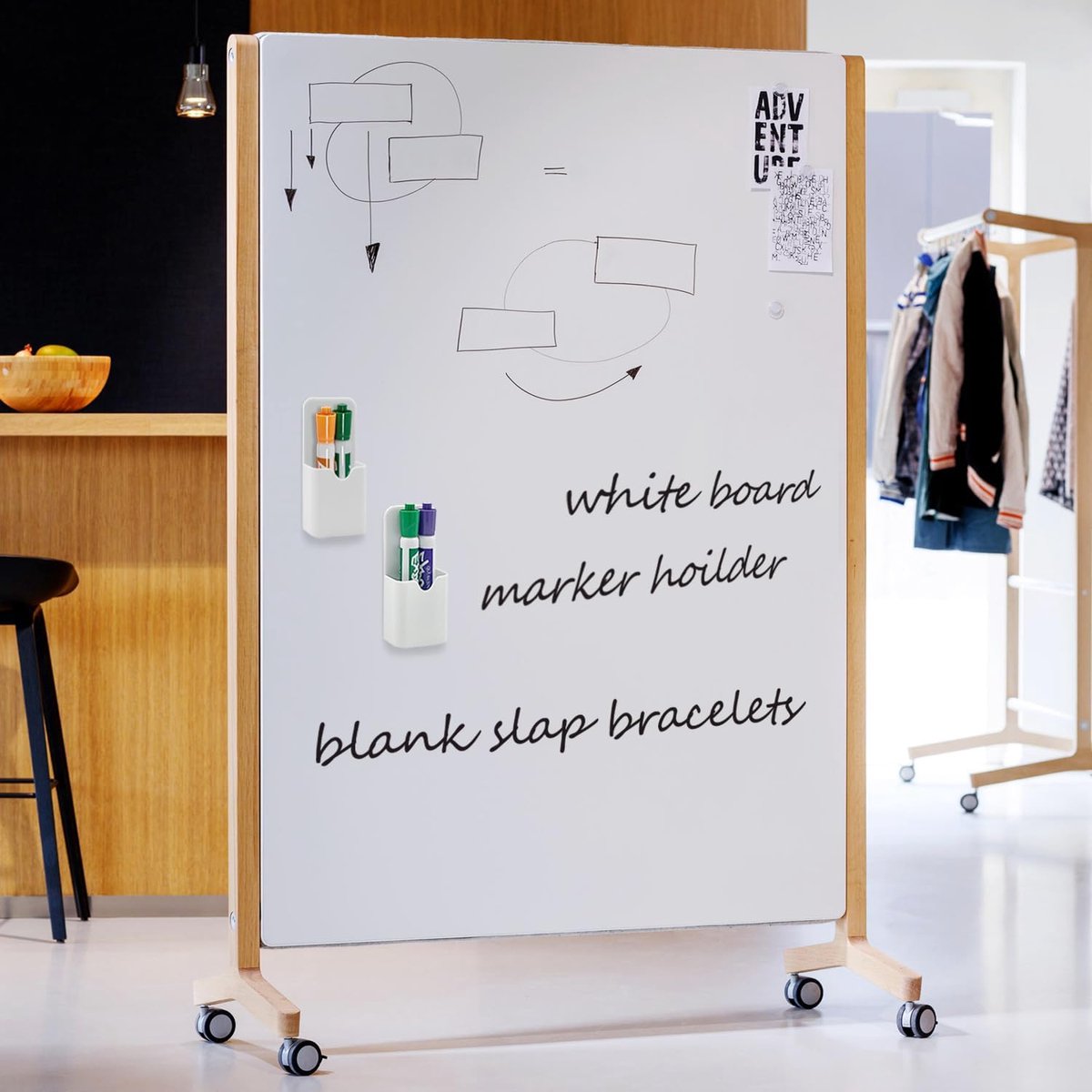 2 Pcs Magnetic Pen Holders, Magnetic Dry Erase Marker Holders, Magnetic Pencil Holders for Fridge, Whiteboard Marker Holder for School, Office, Home, Magnetic Marker Organizer, White - 5.6*12cm - Image 3