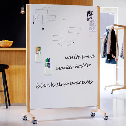 2 Pcs Magnetic Pen Holders, Magnetic Dry Erase Marker Holders, Magnetic Pencil Holders for Fridge, Whiteboard Marker Holder for School, Office, Home, Magnetic Marker Organizer, White - 5.6*12cm - Image 3