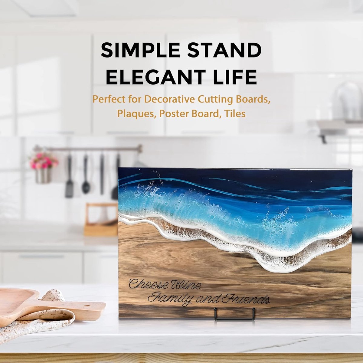 Plate stand - Photo frame stand - 18.5x10.5 cm (10 inch) - Holder - Decorative plates - Black - Display - Books - Hanger - Rack - Kitchen cabinet - Image 4
