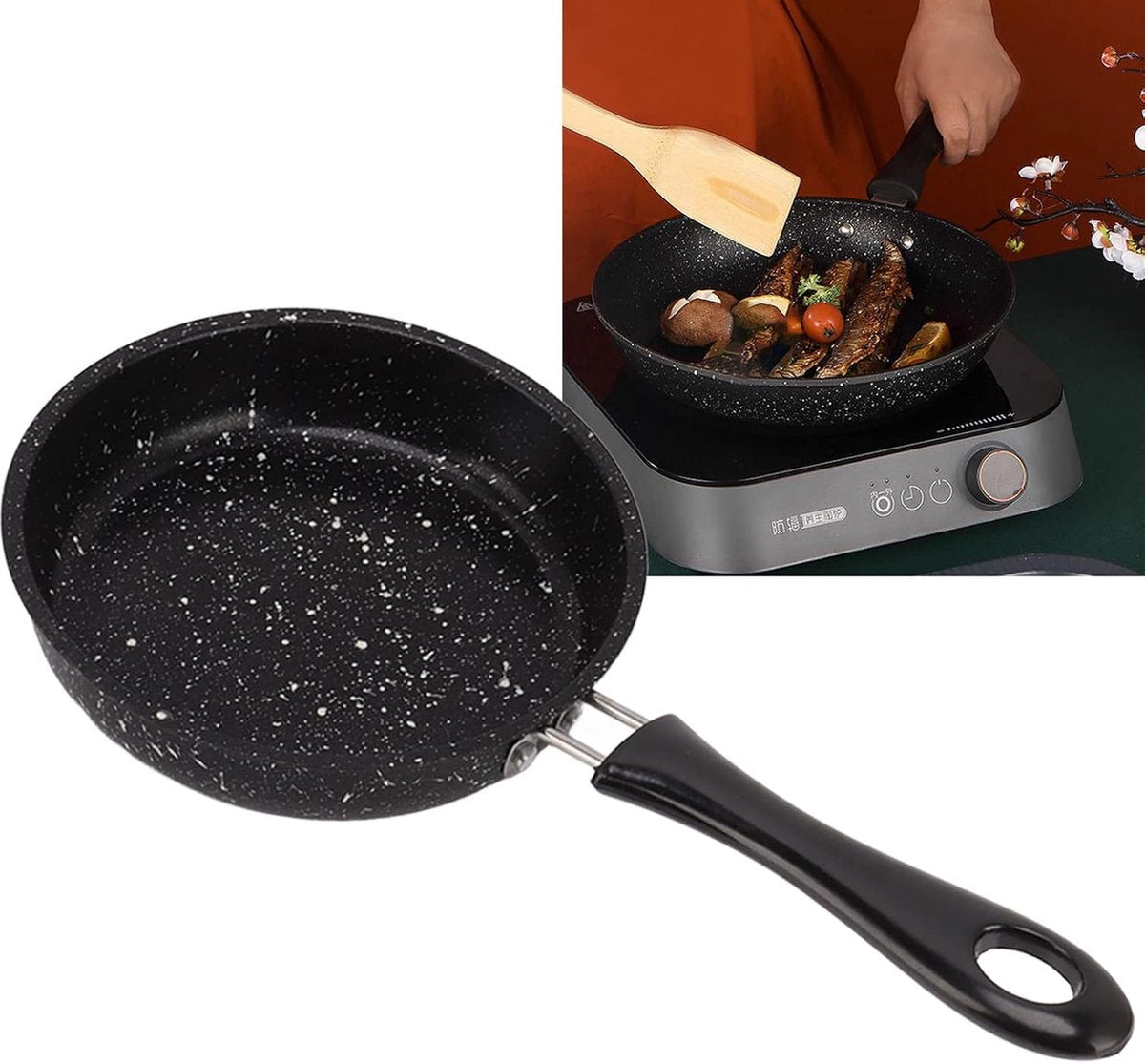 Frying pan - Ø 12cm - Skillet - iron - black - even conduction - Non-stick - Ergonomic handle - for various heat sources - Image 5
