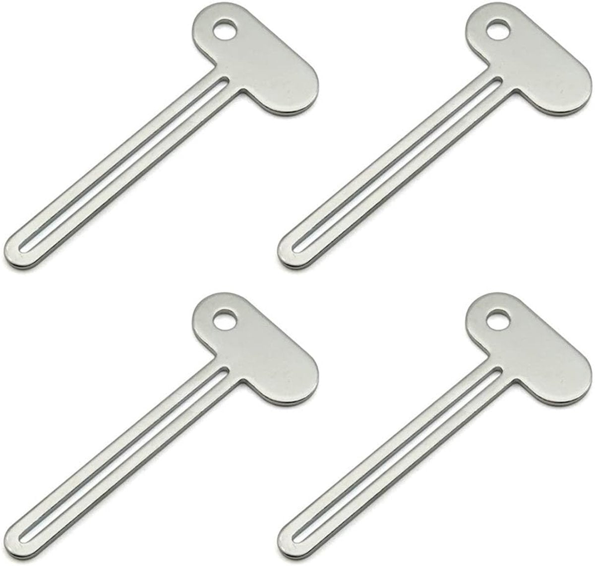 Toothpaste Squeezer - 4 pieces - Tube Squeezer - Stainless steel - silver - key-shaped - Environmentally friendly - Ergonomic design - Suitable for toothpaste, creams, gels