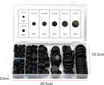 Rubber Grommet - Pack of 200 - Black - 7mm/9mm/12mm/16mm/20mm/22mm/25mm - Closed Rubber Grommet - For Wire, Electrical Installation, Cable Protection - Round Rubber Stopper - Image 6