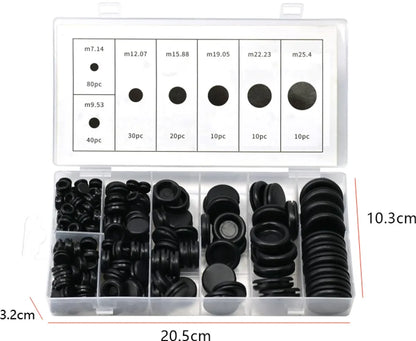 Rubber Grommet - Pack of 200 - Black - 7mm/9mm/12mm/16mm/20mm/22mm/25mm - Closed Rubber Grommet - For Wire, Electrical Installation, Cable Protection - Round Rubber Stopper - Image 6