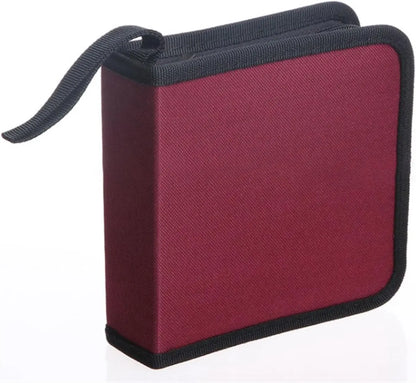CD Case Storage Folder - DVD Case - Oxford Cloth - With Zipper - CD Bag - CD (Rom)/DVD Storage Case - CD/DVD Case Folder - CD/DVD Storage System - Suitable for 40 CDs or DVDs - 16*15.5*4.8cm - Red