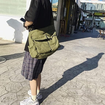 Canvas Shoulder Bag - Unisex Shoulder Bag - Shoulder Bag - Messenger Bag - Vintage - Green - 34*15*40cm - Canvas