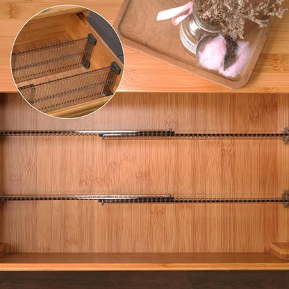 Drawer divider - 4 pieces - Drawer divider - Drawer organizer - Adjustable/extendable (27.5-51 cm) - For Clothes/Kitchen/Bathroom/Wardrobe - Transparent Black - Plastic - Image 2