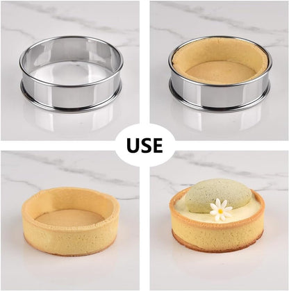 Dessert tin set - 6 pieces - stainless steel - diameter 10 cm - Cake rings - Sparkling - Round dessert ring - Image 5