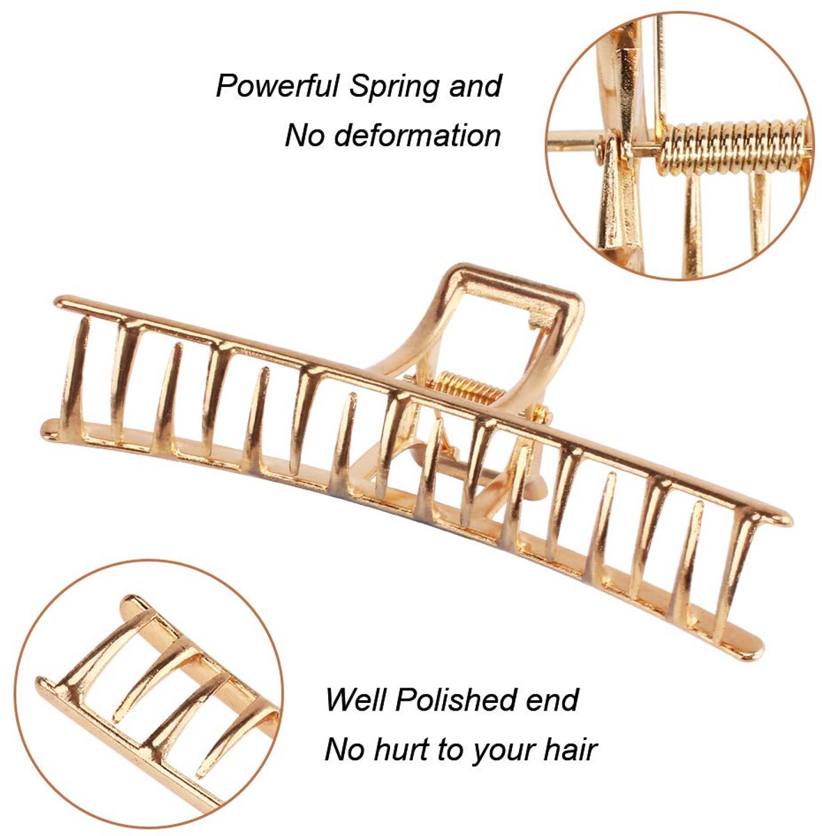 Hair Clips - 5 Pieces - Women - Hair Accessories - Hair Clip - Gold - Hairpins - Clips - Metal - Butterfly, Square and Curved - Hair Claw - Image 3
