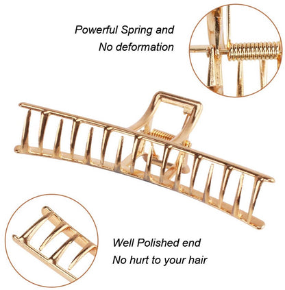 Hair Clips - 5 Pieces - Women - Hair Accessories - Hair Clip - Gold - Hairpins - Clips - Metal - Butterfly, Square and Curved - Hair Claw - Image 3