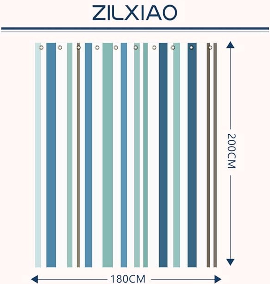 Shower curtain - 180 x 200 cm - romantic stripes - polyester - color - with hooks - Anti-mold - Waterproof - Bathroom decoration - Image 4