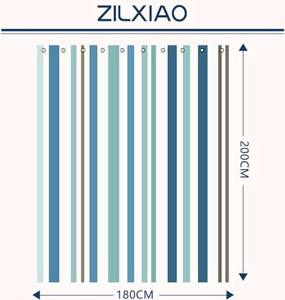 Shower curtain - 180 x 200 cm - romantic stripes - polyester - color - with hooks - Anti-mold - Waterproof - Bathroom decoration - Image 4