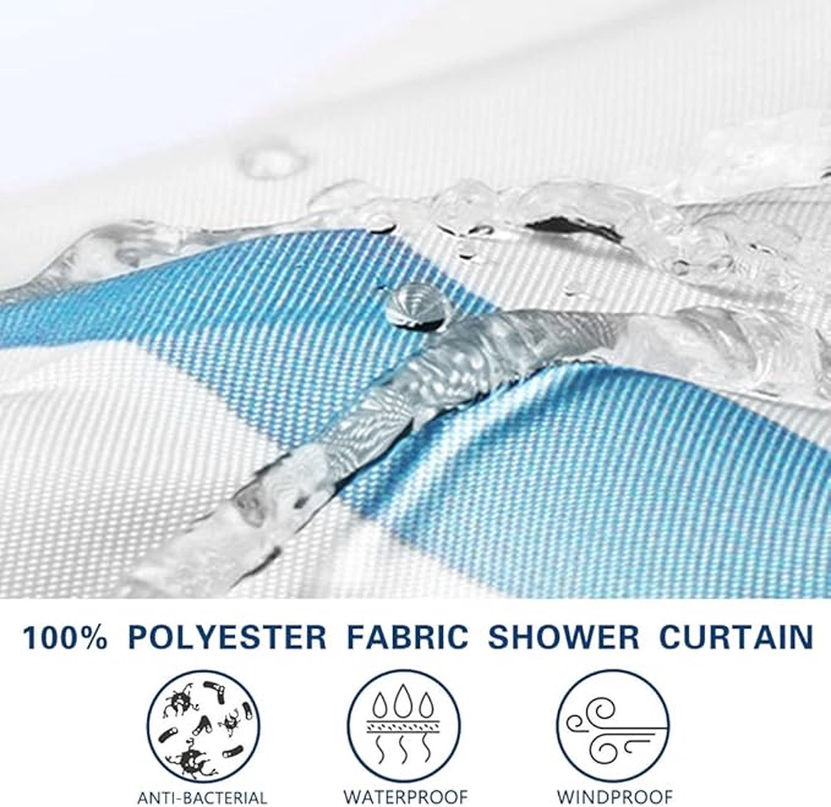 Shower curtain - 180 x 200 cm - romantic stripes - polyester - color - with hooks - Anti-mold - Waterproof - Bathroom decoration - Image 5