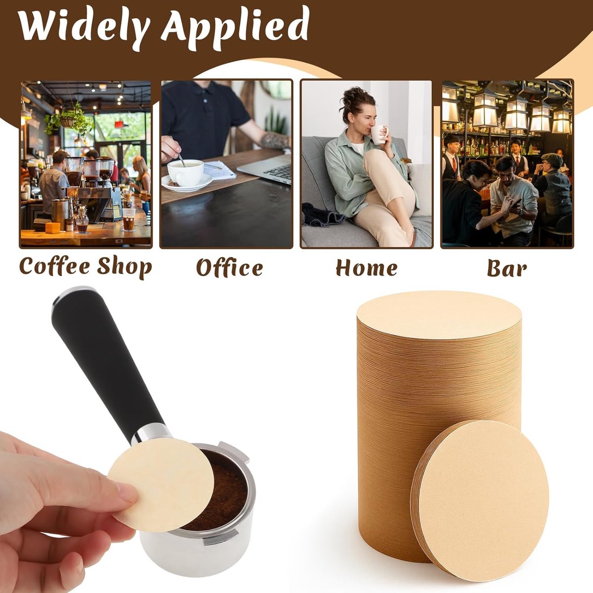 Coffee Filter Paper - 400 Pieces - Coffee Filters - Paper - Wood Fiber - Filters - Round - Replacement Micropaper Filters - Barista Tools - For Coffee and Espresso Machines - 58mm - Khaki - Image 3