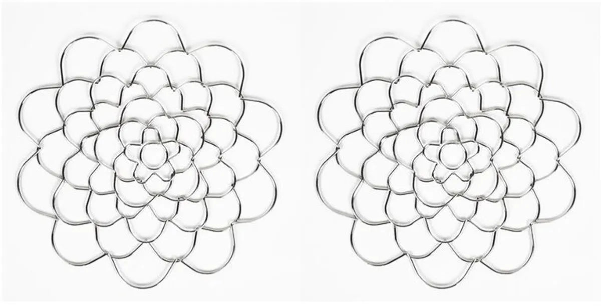 Flower Arrangement Holder Set - 2 Pieces - Flower Stand - Stainless Steel - Metal Wire Flower Arranger - Reusable - Flower Arranging Tool - Flower Grid Organizer - Suitable for Vases, Flower Stems and Bouquets - 15cm - Silver