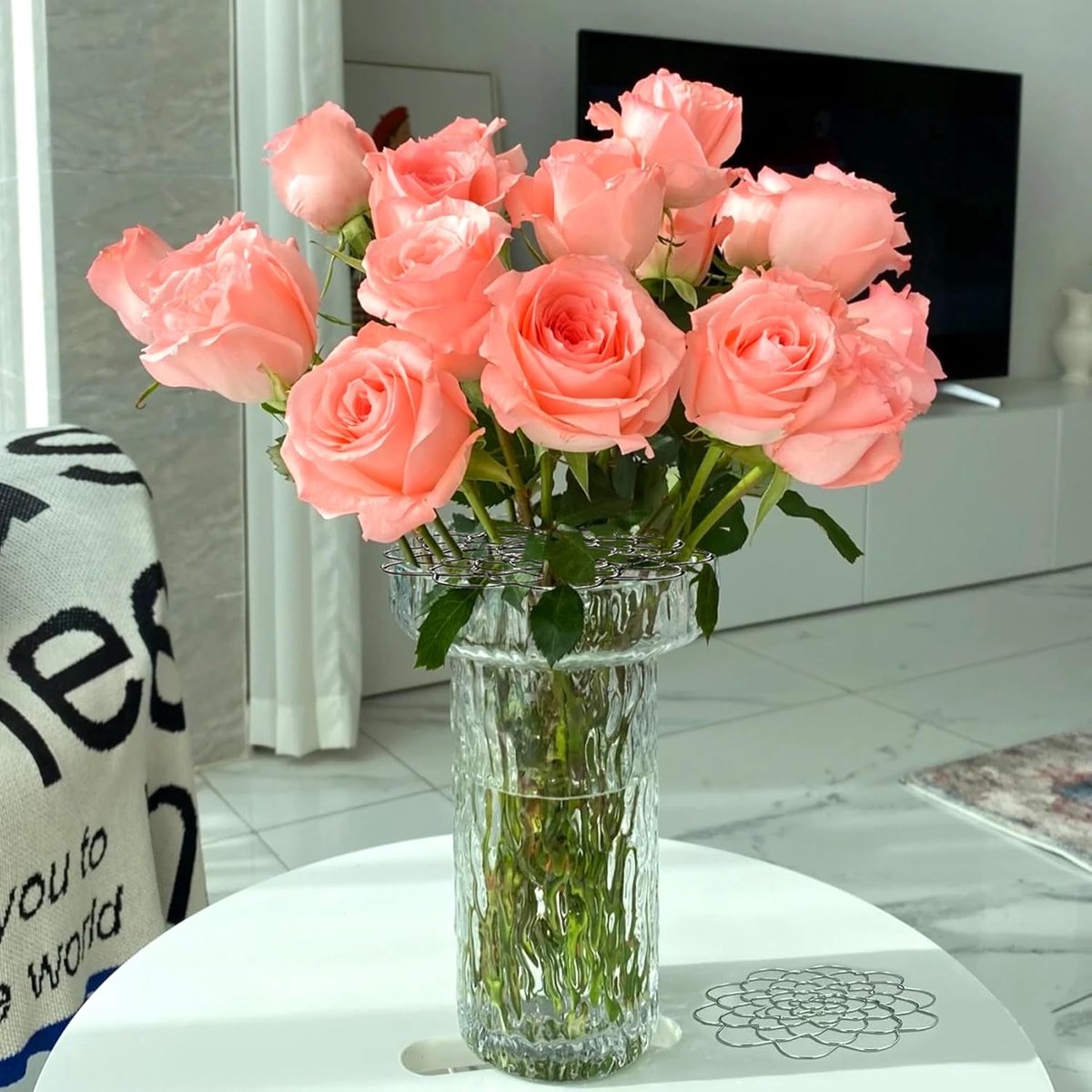 Flower Arrangement Holder Set - 2 Pieces - Flower Stand - Stainless Steel - Metal Wire Flower Arranger - Reusable - Flower Arranging Tool - Flower Grid Organizer - Suitable for Vases, Flower Stems and Bouquets - 15cm - Silver - Image 2