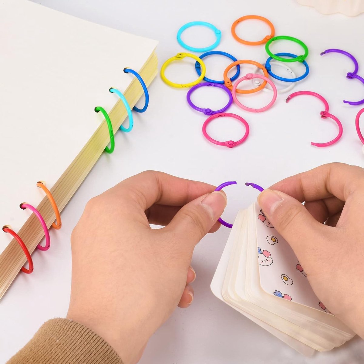 Ring binders - 60 pieces - Click rings - Metal - Keychain - DIY Keychain - Binding ring - Flashcard rings - Colorful metal book rings - Curtain rings - Suitable for organizing and binding loose cards and photo albums - 30mm - 10 colors - Image 3